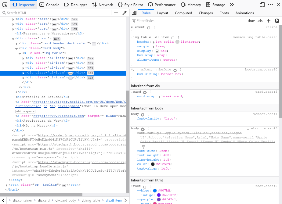 Ferramenta Inspector do Firefox