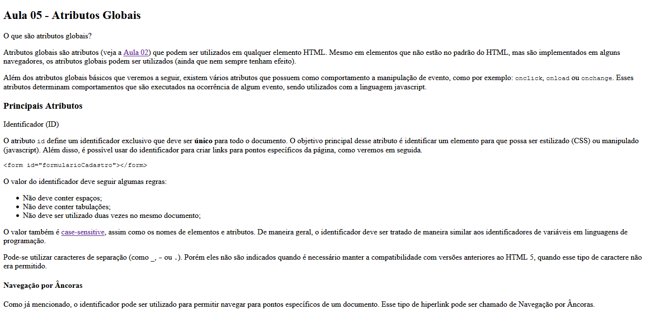 Página somente com HTML